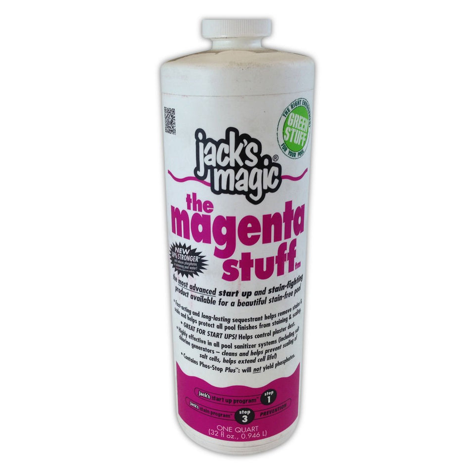 Jack's Magic Magenta Metal Solution bottle refreshing metal surfaces.