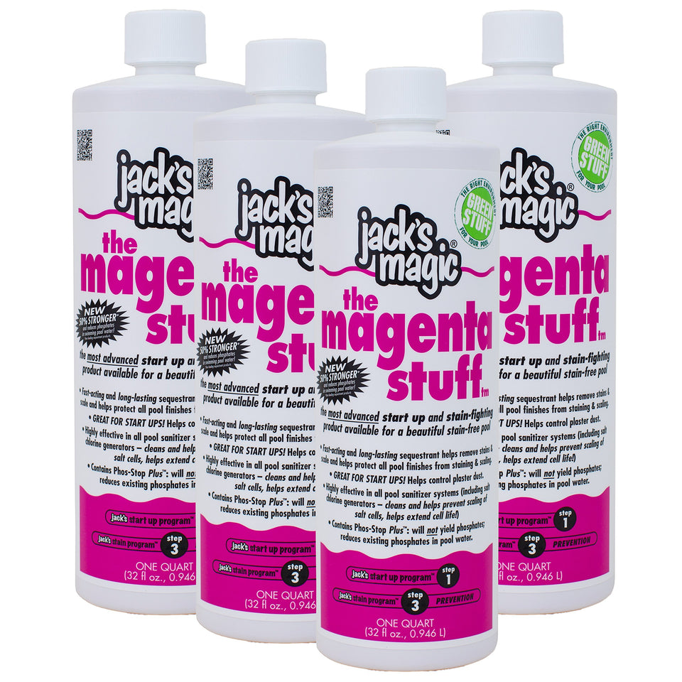 Jack's Magic The Magenta Stuff bottle for pool stain and scale control