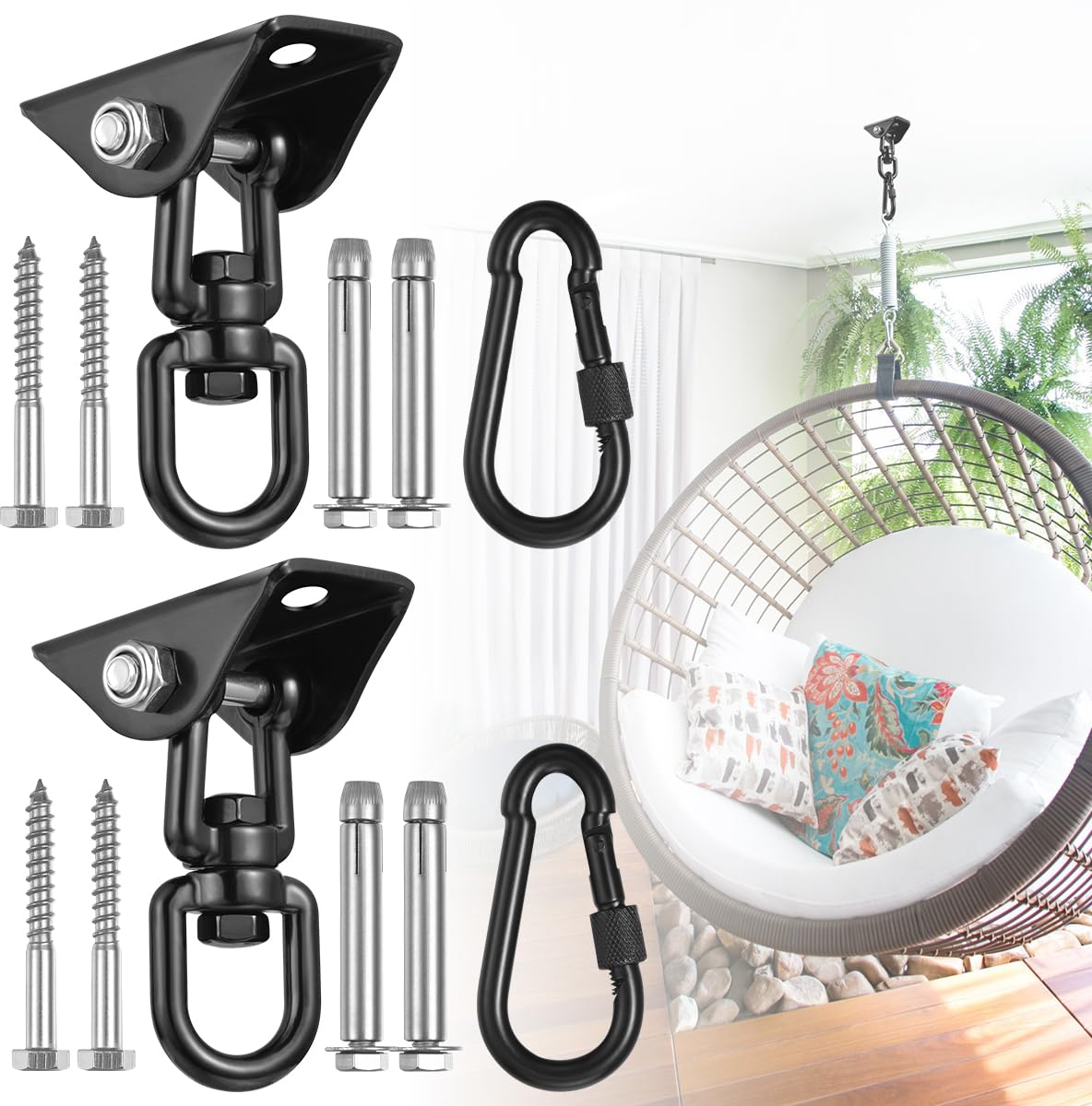 JACNITAD hammock hanging kit base installation shows secure ceiling mounting.