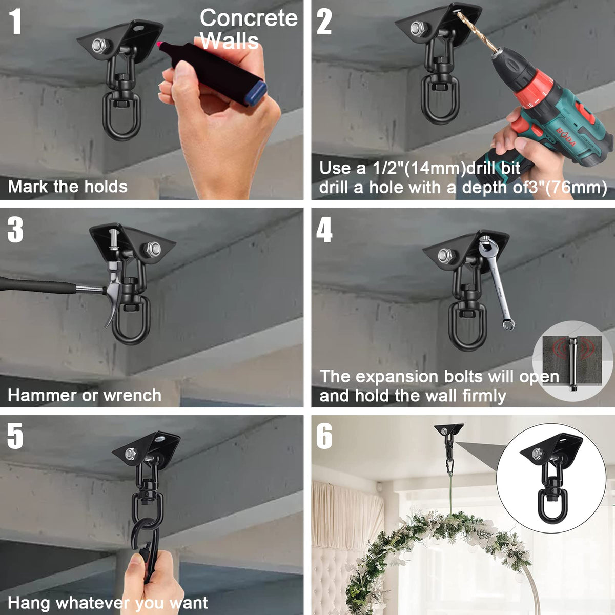 JACNITAD wood beam mount for sturdy indoor installation