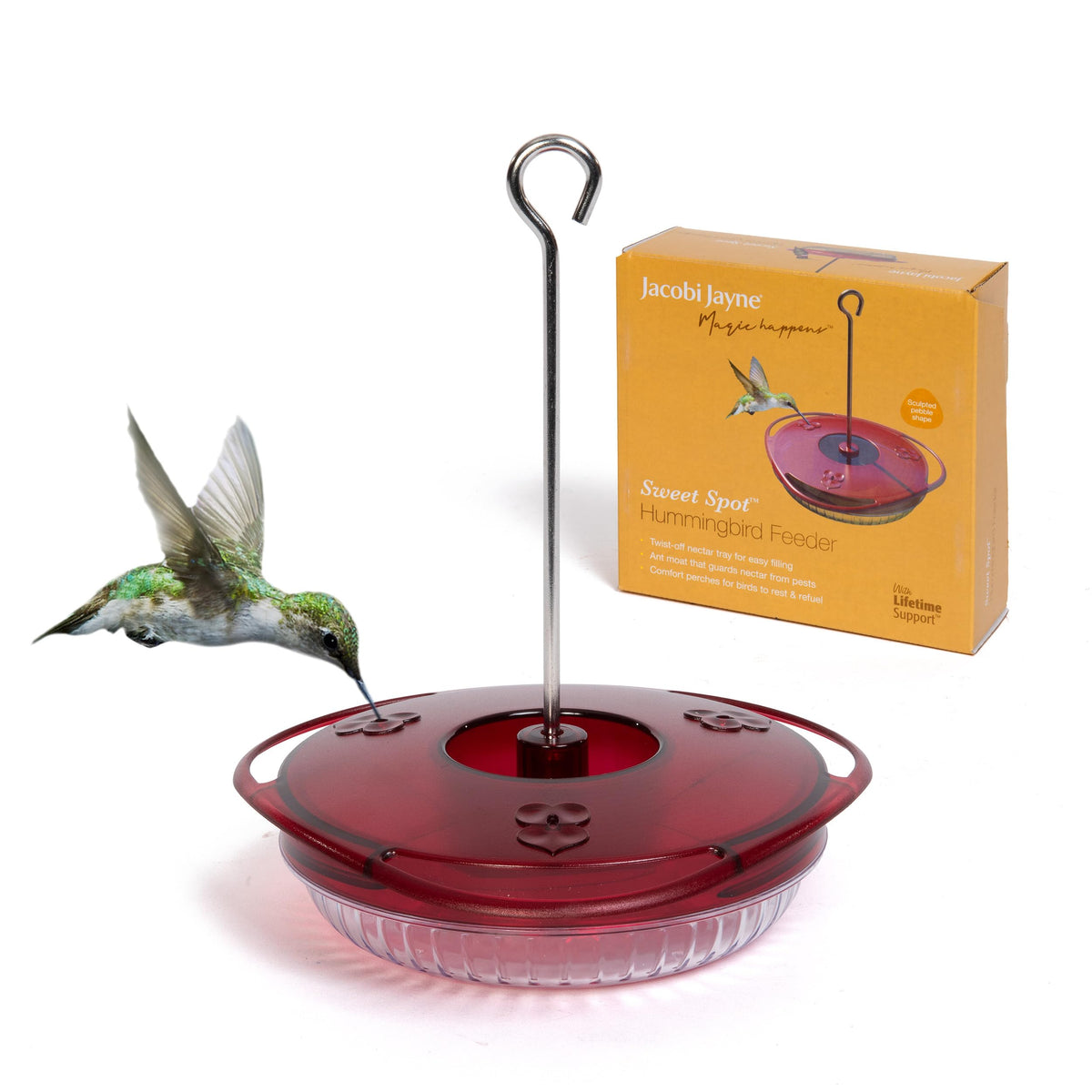 Jacobi Jayne Small Hummingbird Feeder; compact design ideal for small patios.