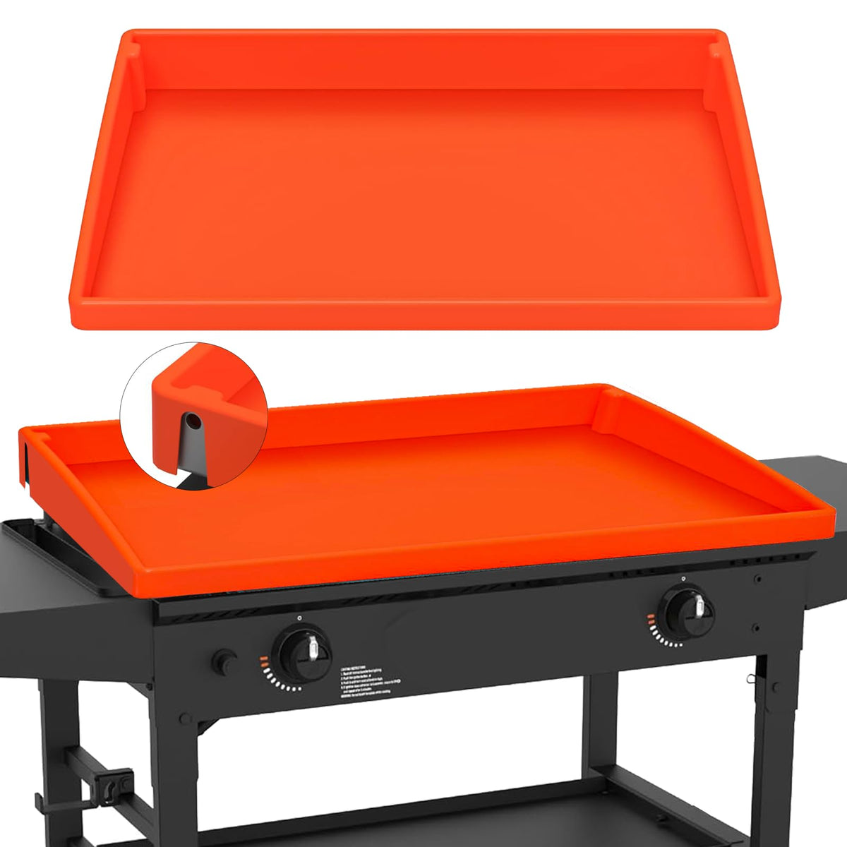Jacooxi 28-inch silicone griddle mat, top view, protecting the surface from spills and debris.