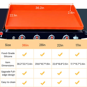 Jacooxi 36-inch silicone mat, food-grade and durable for griddle use.