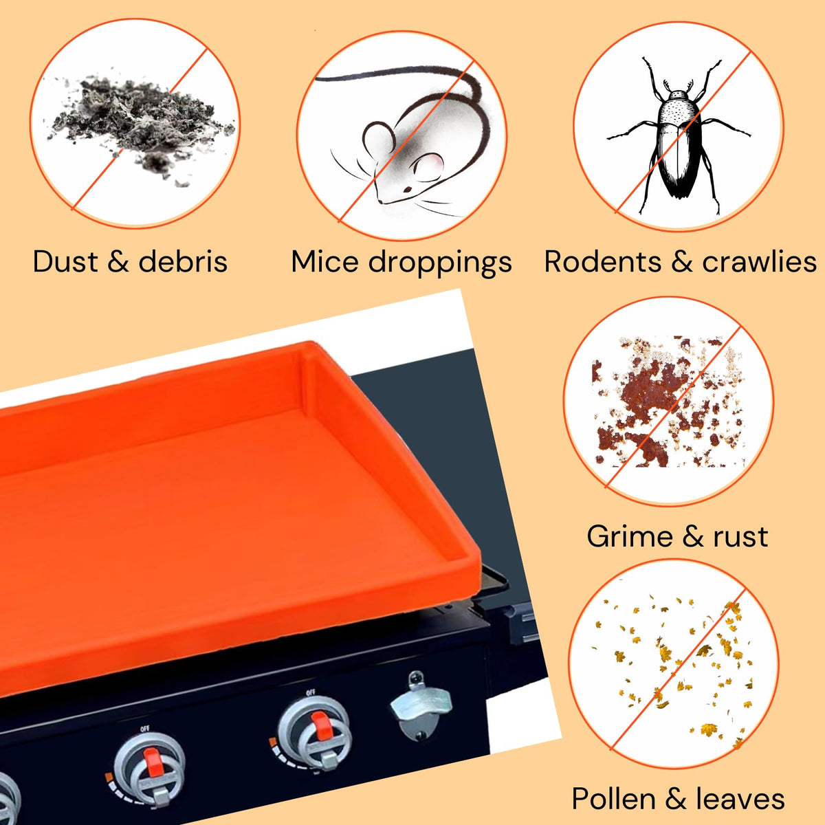 Jacooxi year-round protection keeps the griddle clean between uses.