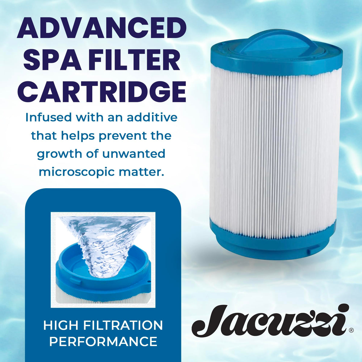 Jacuzzi 6473-157J washable pleated filter for repeated rinses and long-lasting use.