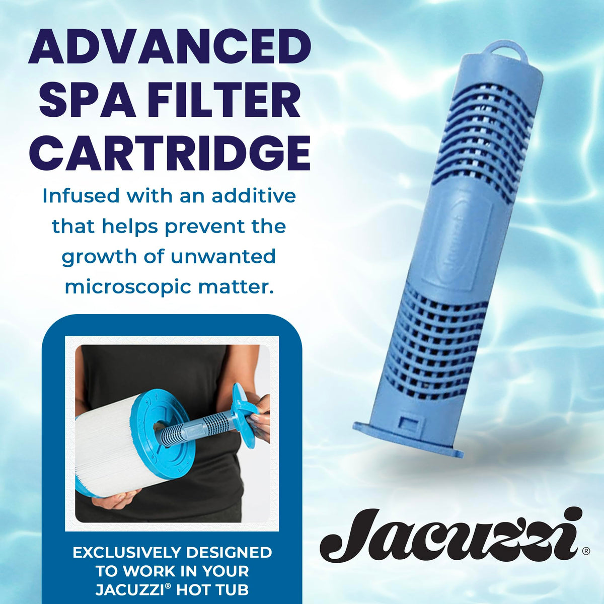 Jacuzzi ProClear mineral cartridge installation demonstrates quick, tool-free integration for spa care