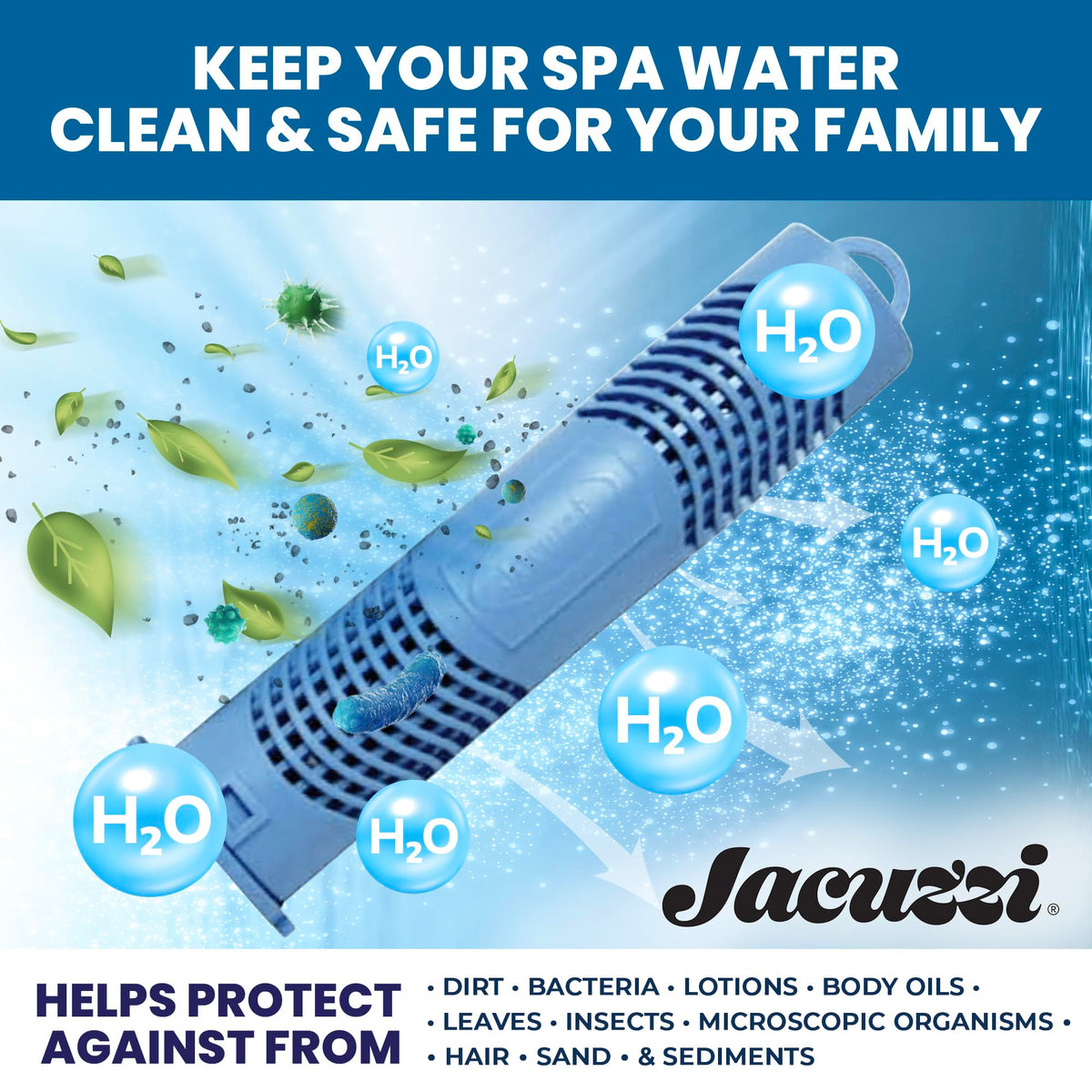 Jacuzzi ProClear mineral release extends clean water between maintenance sessions