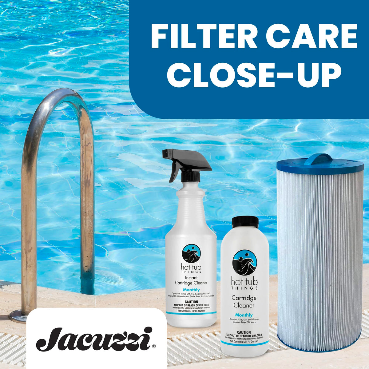 Jacuzzi spa water appears crystal clear after ProClear filtration