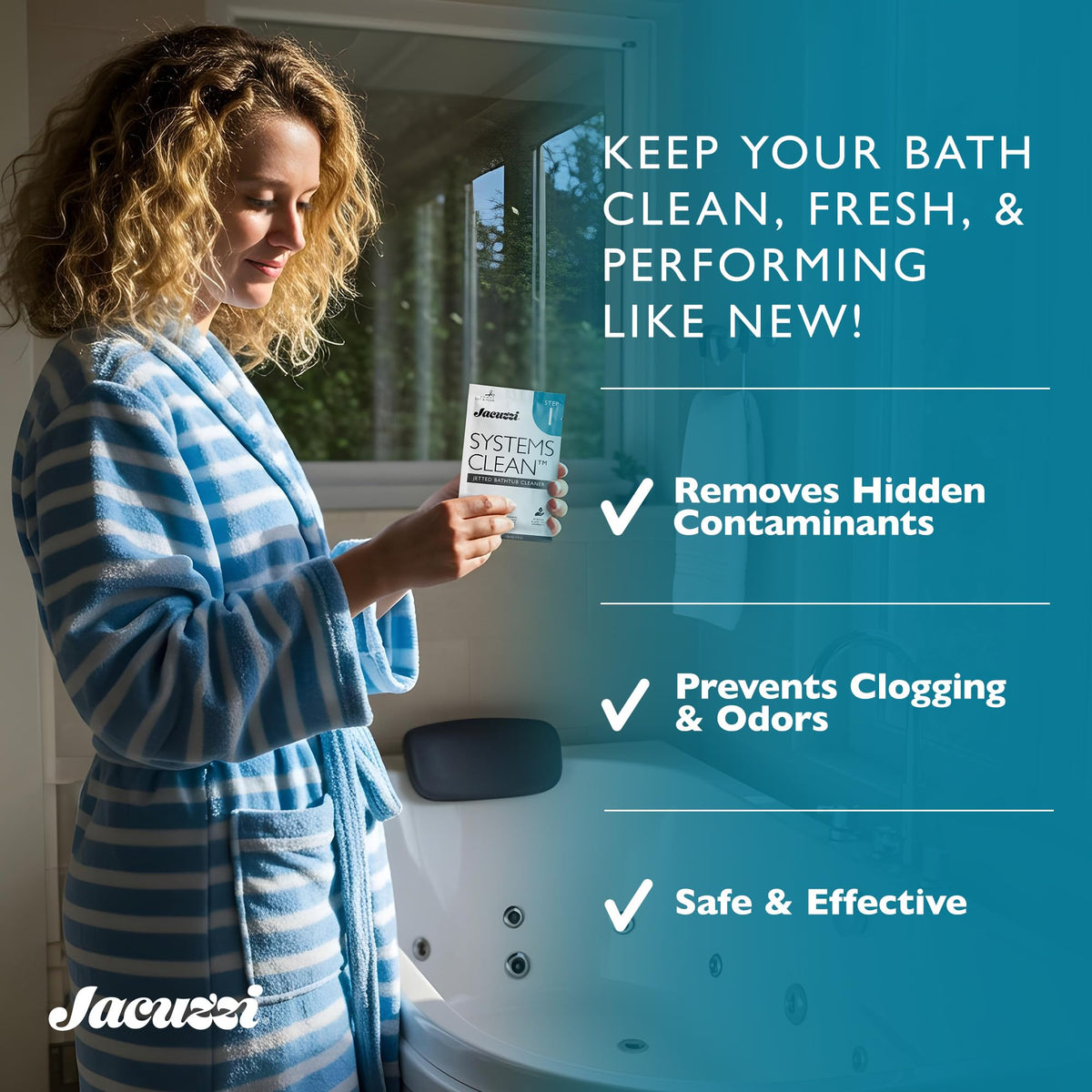 Jacuzzi Systems Cleaner fresh water after cleaning — after-use water clarity.