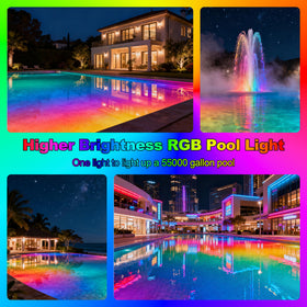 Jadisi pool light offers adjustable brightness and speed for mood settings.