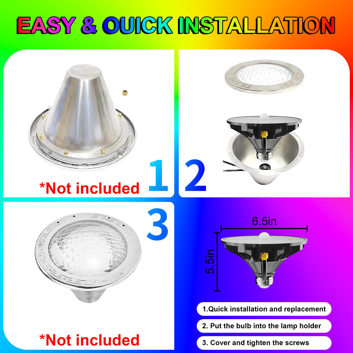 Jadisi RGBW 70W pool light delivers bright, energy-efficient color modes.