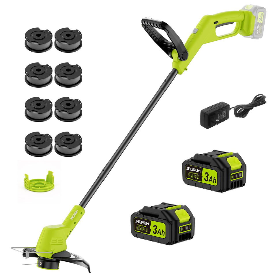 JAGROM 21V string trimmer with two 3000mAh batteries for extended runtime