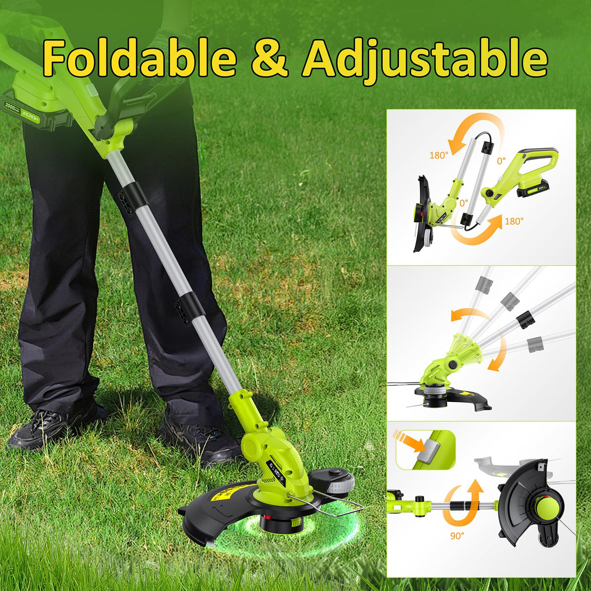 JAGROM 90-degree adjustable head enables precise edging along borders