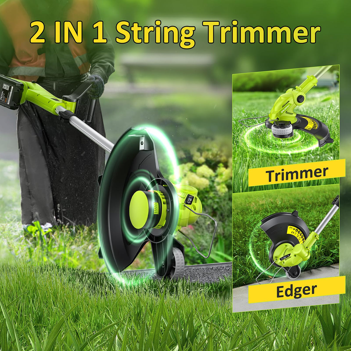 JAGROM trimmer with two 2.0Ah batteries for extended runtime