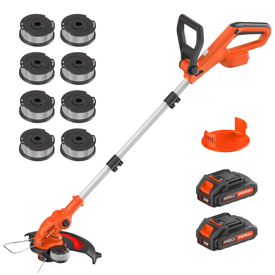 JAGROM electric trimmer assembly shows simple setup for quick gardening start