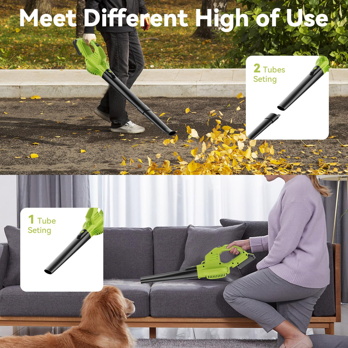JAGROM cordless blower weighs 2.6 pounds for easy handling.