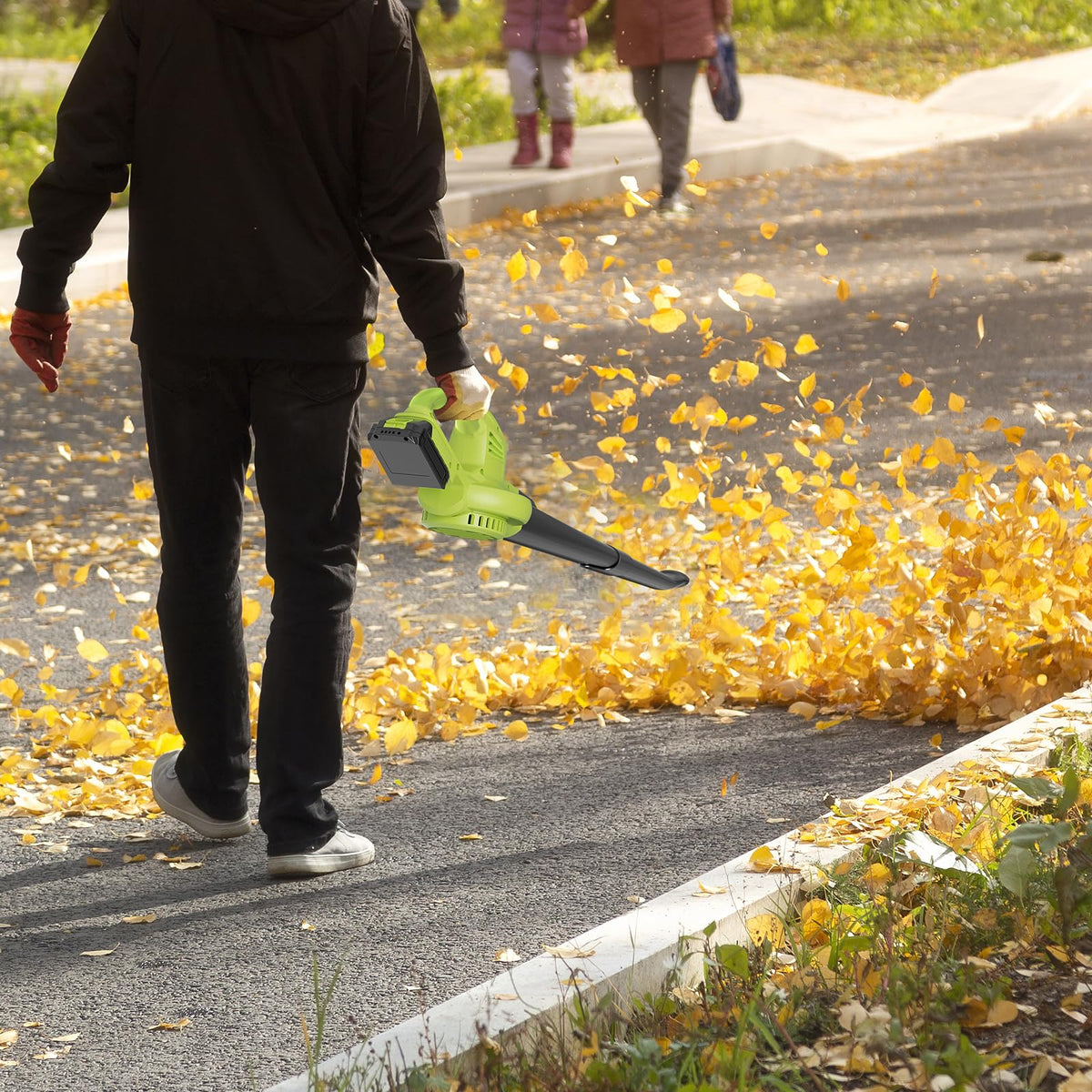 JAGROM leaf blower packaged with batteries and manual for ongoing use.