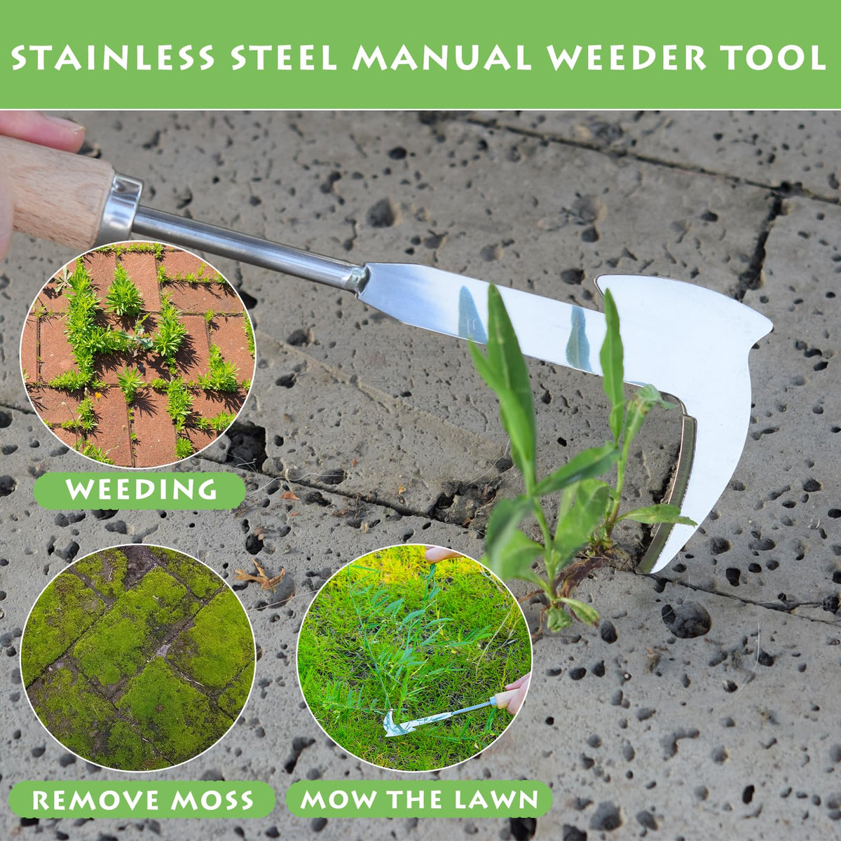Jahenway Crack Weeder stores easily thanks to the wooden handle hole.