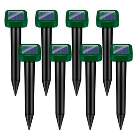 Jahy2Tech 2026 solar ultrasonic mole deterrent stake protecting a lawn from burrowing pests