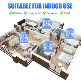 Jahy2Tech 6-pack bug zapper baby-room setup offers safe, odorless pest control.