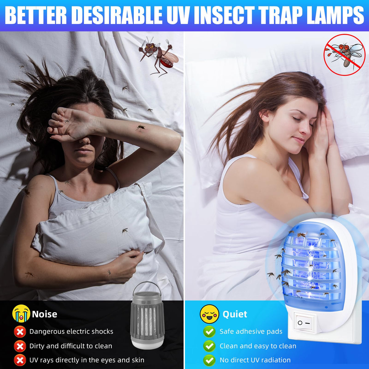 Jahy2Tech 6-pack bug zapper bedroom-use shows continuous protection for nurseries.