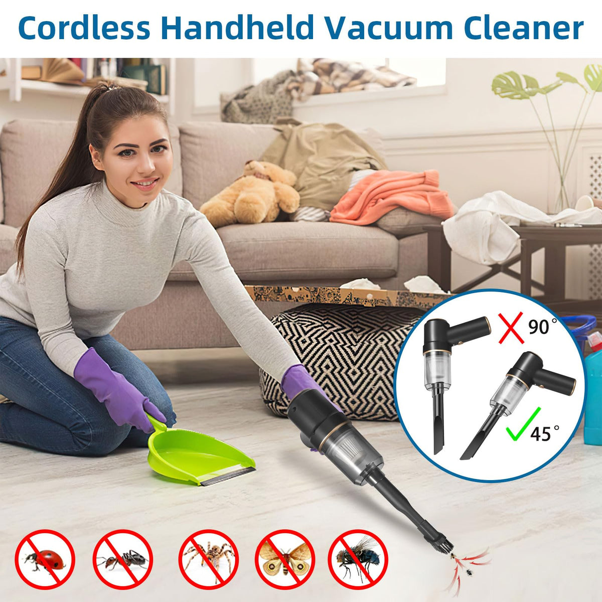 Jahy2Tech bug vacuum catcher LED light aids targeting in dark corners.