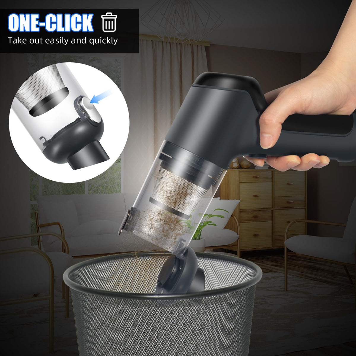 Jahy2Tech floor brush detail clearing pet hair and crumbs on upholstery