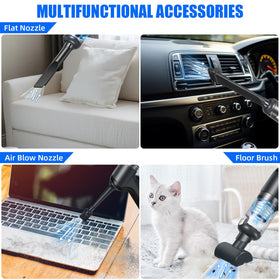 Jahy2Tech nozzle with attachments showing versatility for cleaning and inflating