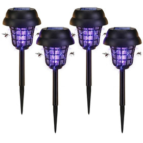 Jahy2Tech solar bug zapper in backyard setup delivering efficient pest control for evenings outdoors.