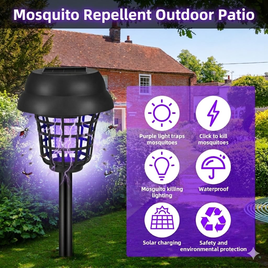 Jahy2Tech solar-powered zapper on a sunlit patio showing convenient operation.