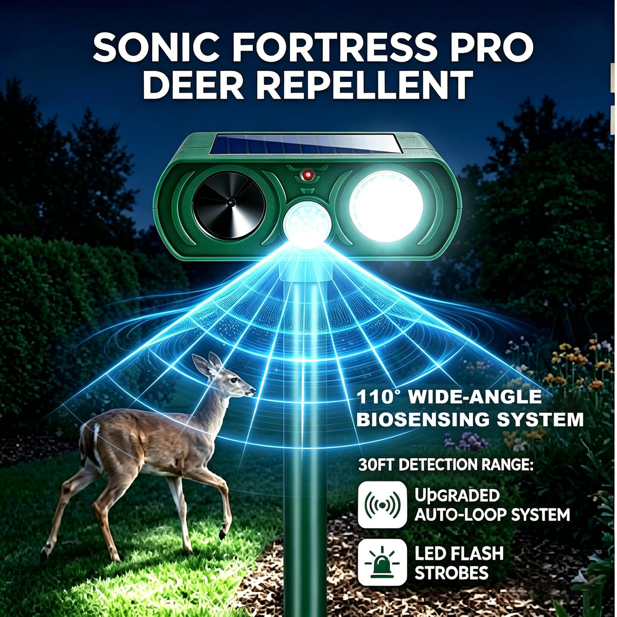Jahy2Tech Fortress Pro LED flash deters animals at night