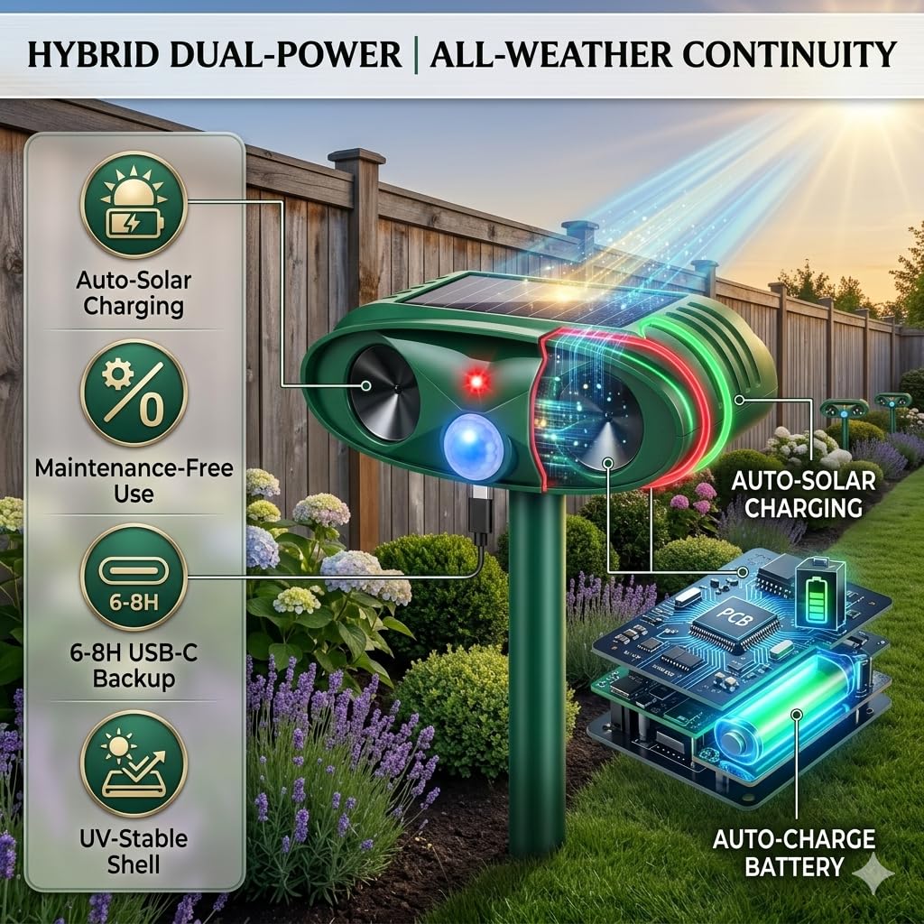 Jahy2Tech Sonic Fortress Pro powers by solar panel with USB-C backup.