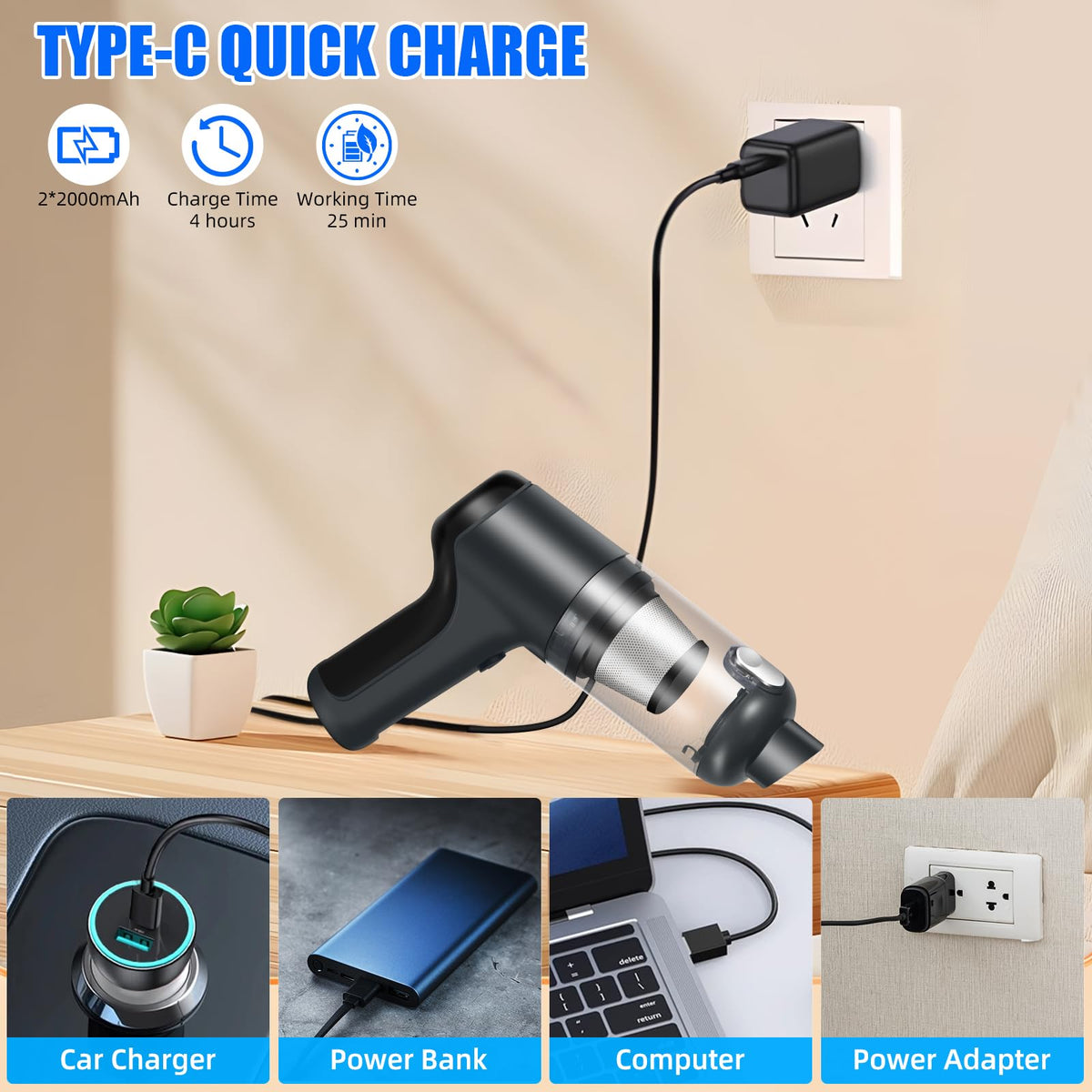 Jahy2Tech USB-C charging port and LED indicator for fast, clear recharging status