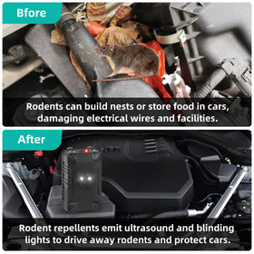 Jahy2Tech ultrasonic repellent in engine bay guards 12V vehicles quietly.