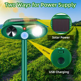 JahyElec Fortress Pro LED strobe light deters animals outdoors.