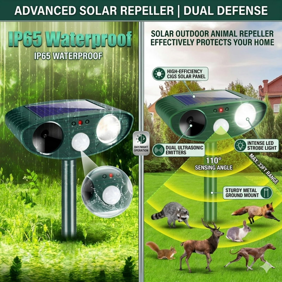 JahyElec PIR motion detection covers up to 26 feet for proactive deterrence.
