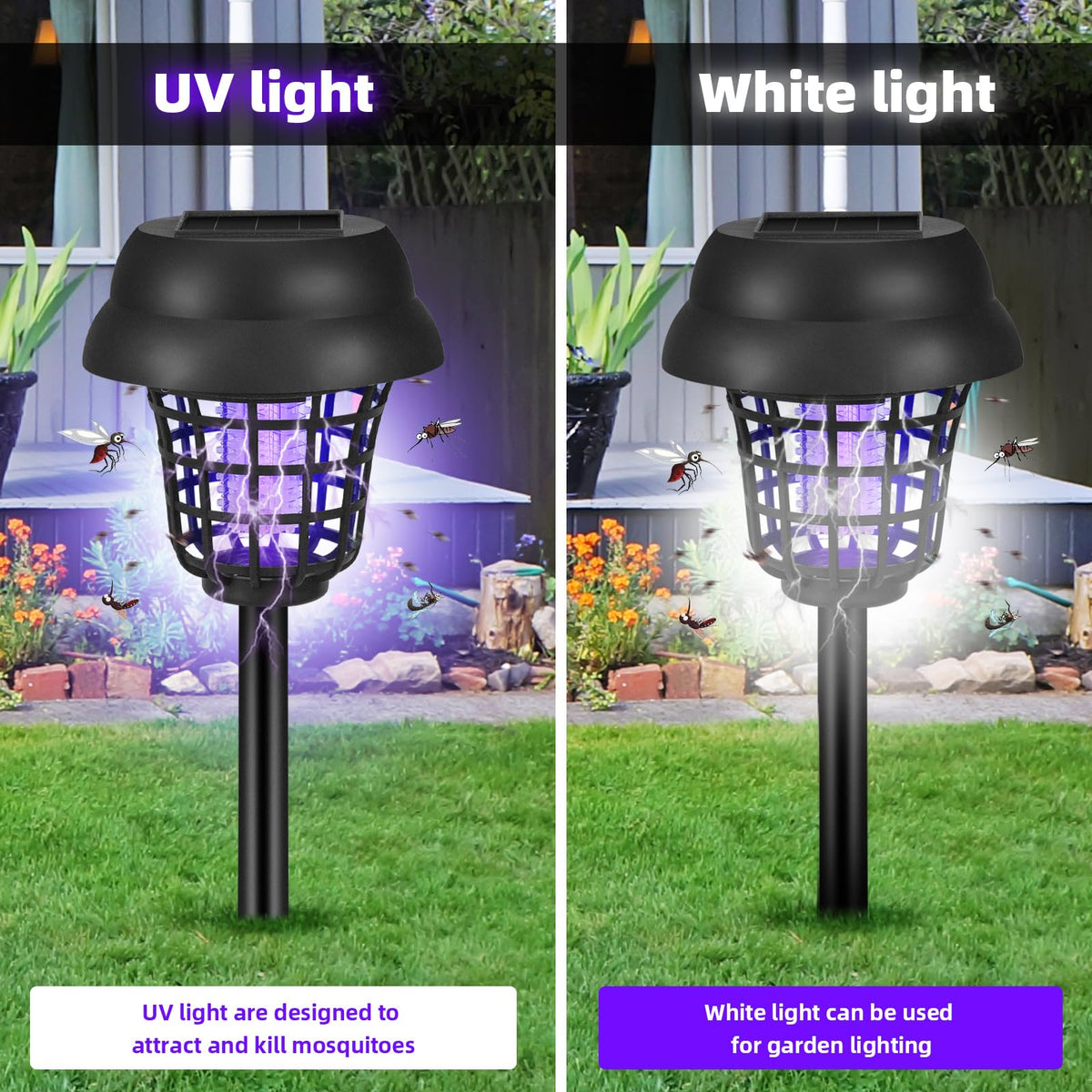 JahyElec cordless bug zapper for camping keeps bugs away without wires.