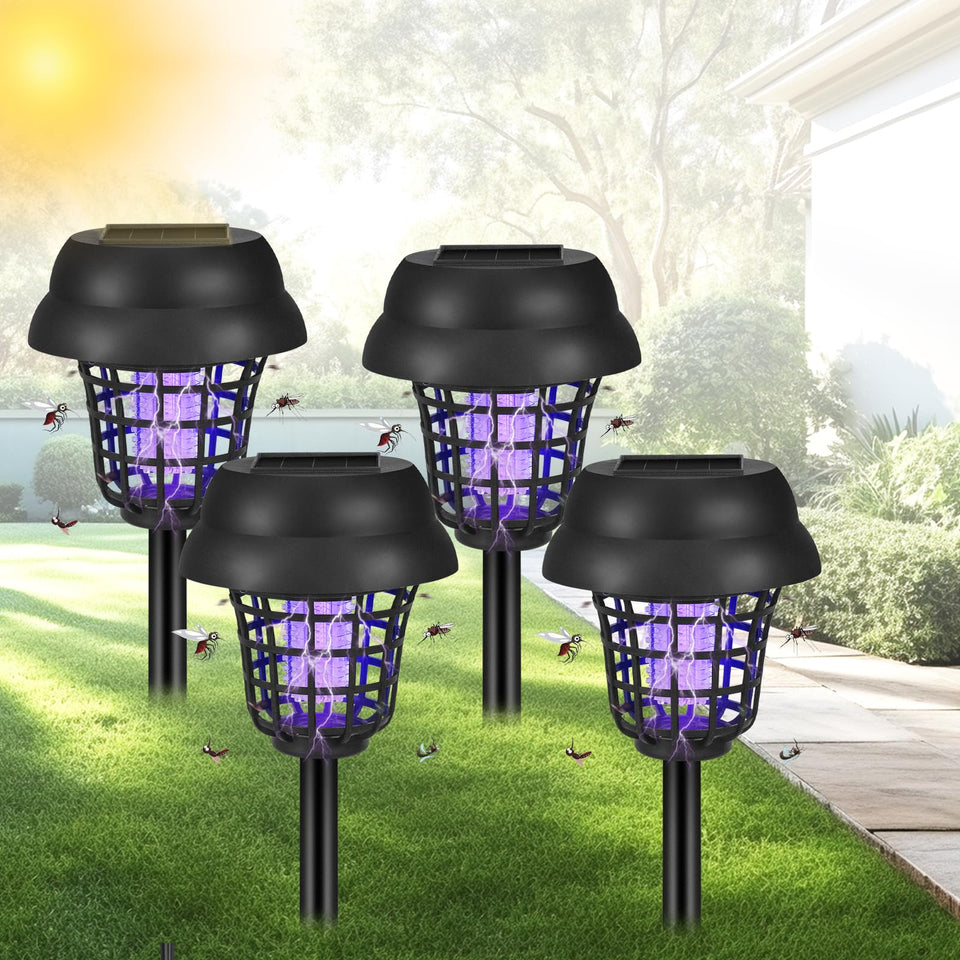JahyElec solar bug zapper outdoor waterproof patio lighting keeps mosquitoes at bay.