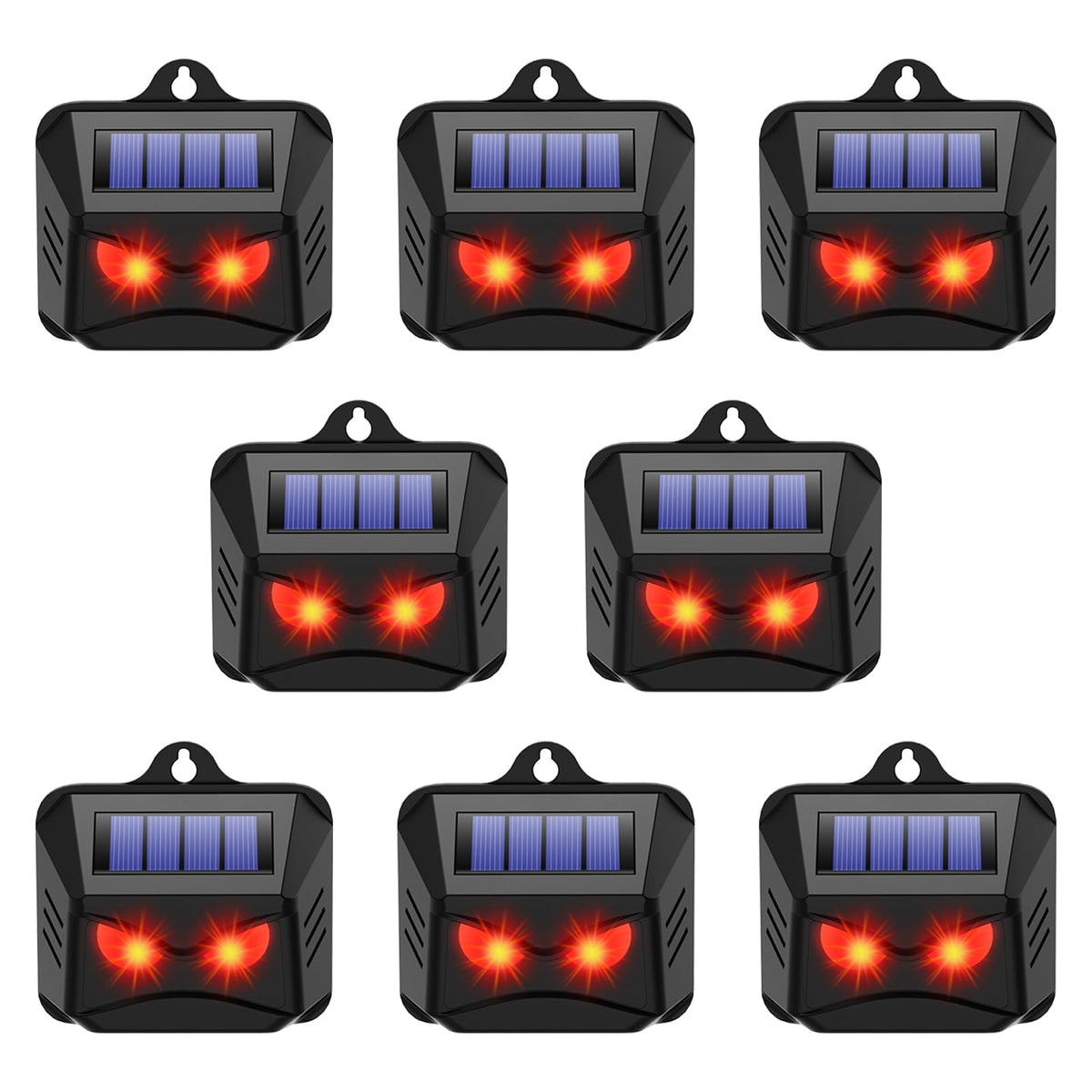 JahyElec solar nocturnal animal repeller front view protects gardens from nocturnal intruders.