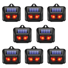 JahyElec solar nocturnal animal repeller front view protects gardens from nocturnal intruders.