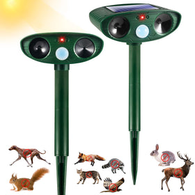 JahyElec solar panel close-up powering humane wildlife deterrence outdoors