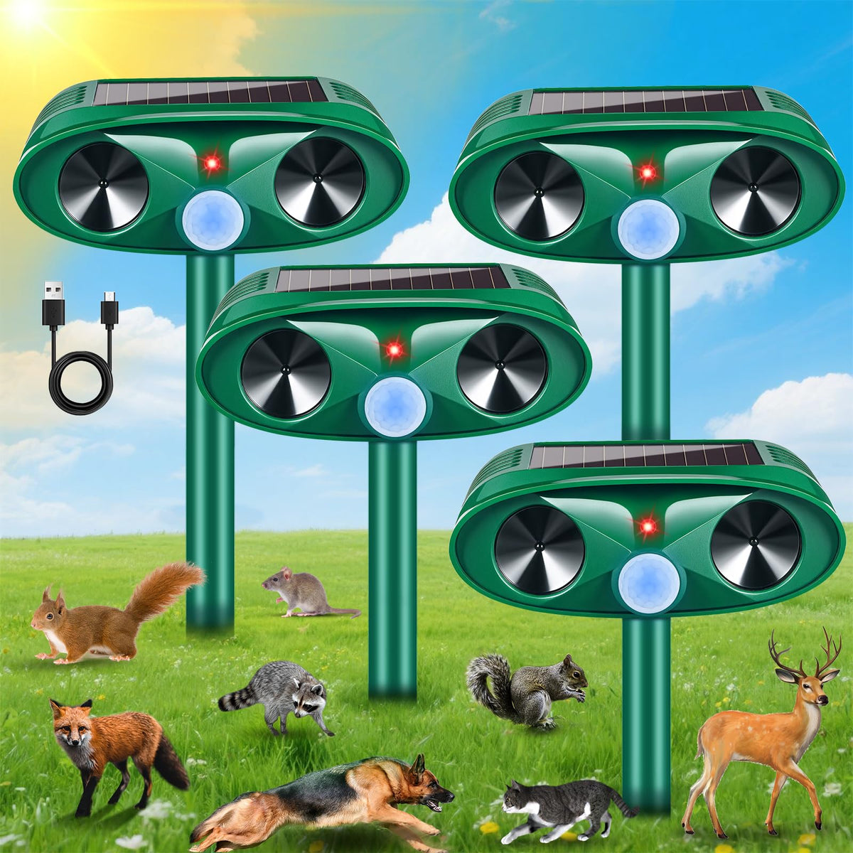 JahyElec Sonic Fortress Pro deer deterrent outdoor protects gardens from deer visits