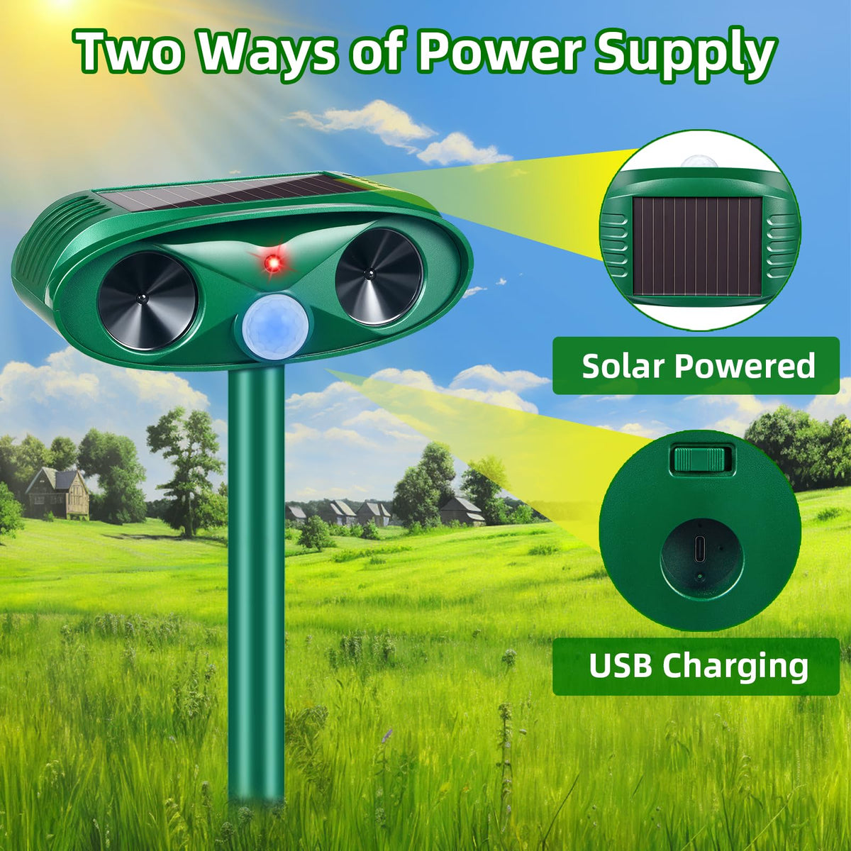 JahyElec Sonic Fortress Pro motion sensor outdoor deters approaching animals with ultrasonic waves