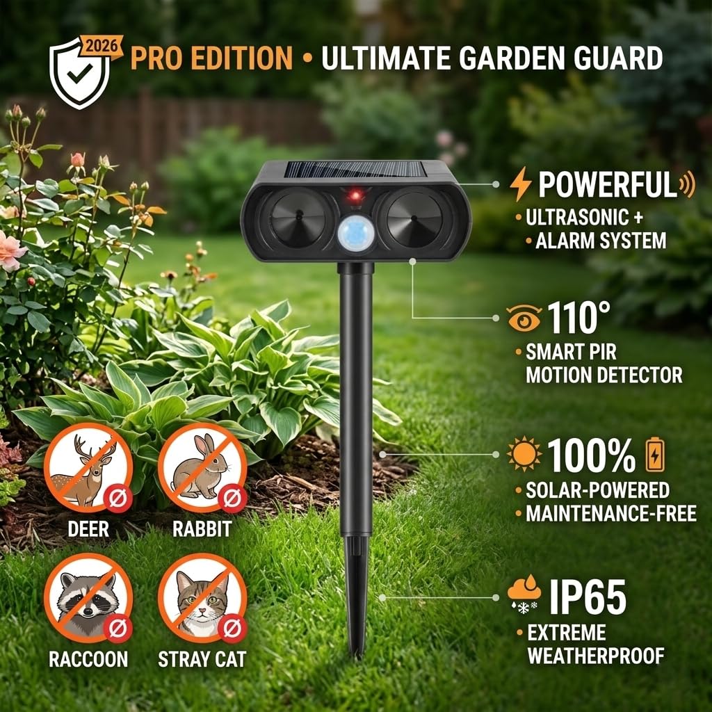 Top-mounted solar panel sustains continuous, maintenance-free outdoor protection.