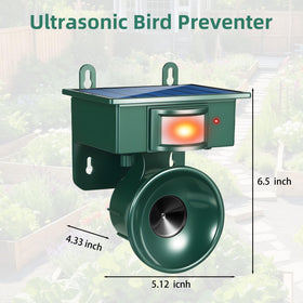 JahyElec ultrasonic emitter closeup shows deterrence frequency range.