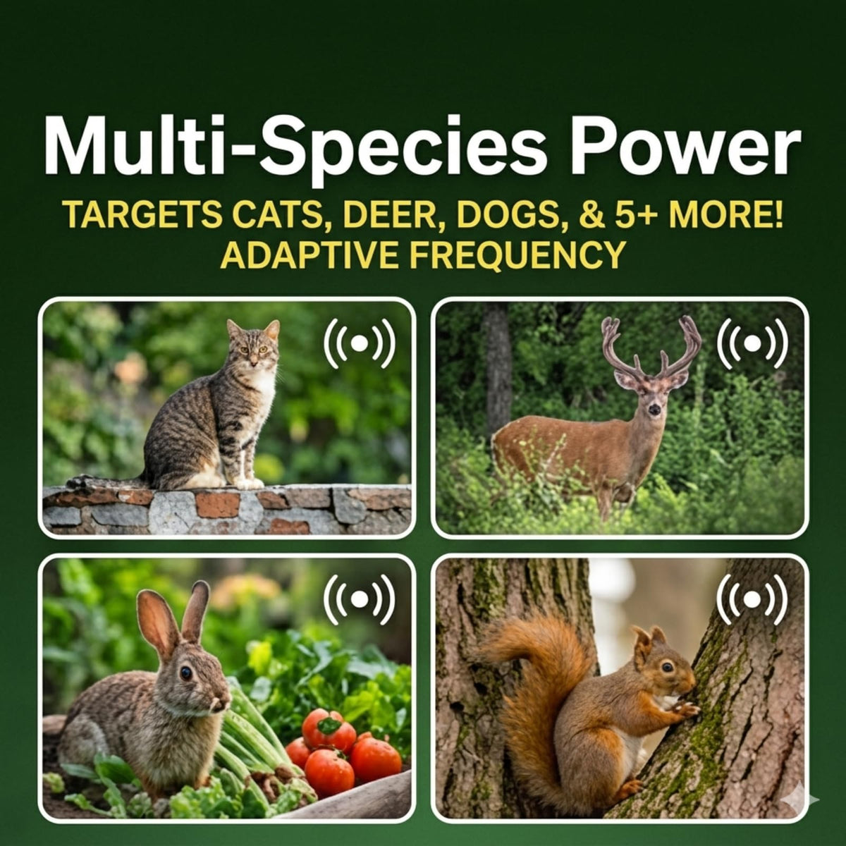 JahyElec ultrasonic deterrent with motion-sensor detects activity for targeted protection.