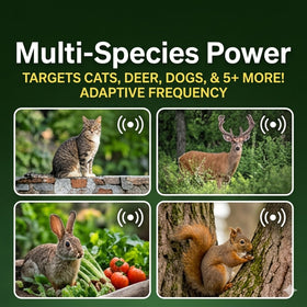 JahyElec ultrasonic deterrent with motion-sensor detects activity for targeted protection.
