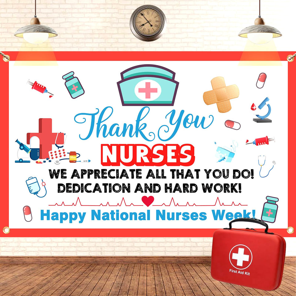 Jailee Nurses Banner 6x4ft backdrop: reusable, vibrant decoration for events.