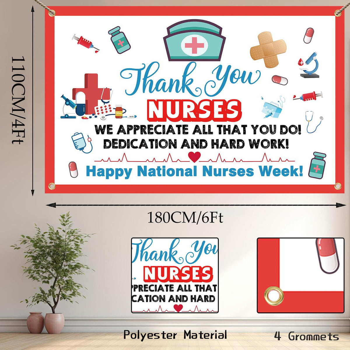 Jailee Nurses Banner thank you graphic with medical accents, ideal for celebrations.