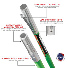 Jameson LS-Series leaf spring locking buttons secure pole connections.